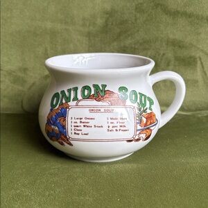 Vintage 1970s Ceramic Onion Soup Recipe Mug